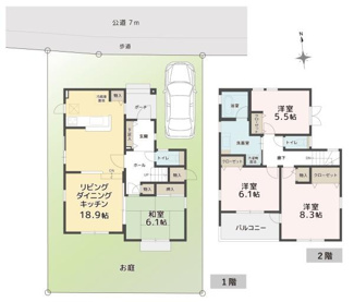 使いやすい動線で各部屋が配置された間取りです。リビングや洋室がゆとりのある広さで快適に過ごせます。和室も設けられており多様な使い方が可能です。収納スペースも各所に確保されています。