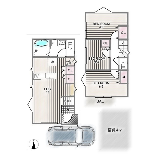 土地図＋建物プラン例