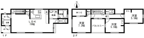 2階には5.5帖以上の洋室を3部屋確保し、主寝室には収納力に優れたウォークインクローゼットを完備。