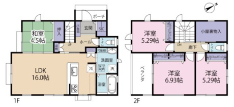 玄関のシューズインクローゼットをはじめ、パントリー・全居室収納・小屋裏物入を完備し綺麗に保てます。