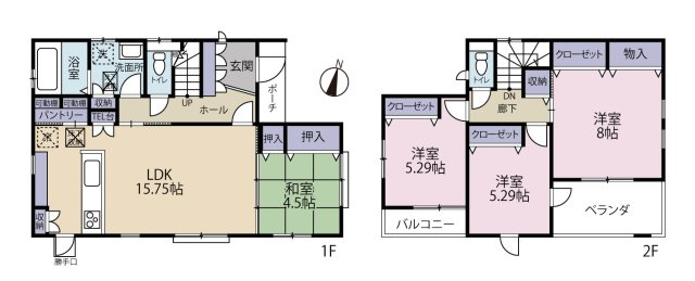 空間全体を見渡しやすい対面式キッチンをレイアウトした明るい空間