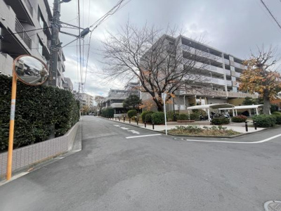 マンションが建ち並ぶ閑静な住宅街に位置しています。道路幅も広く歩道もしっかり整備されています。周囲には木々が植えられ季節の移ろいが感じられます。